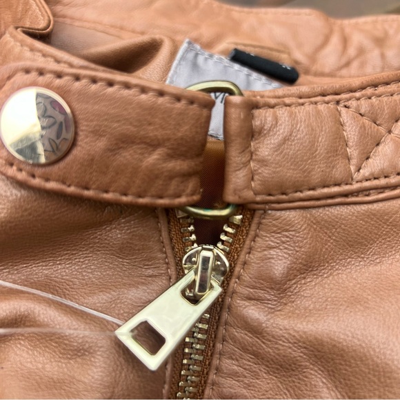 MAINPOL BROWN LEATHER JACKET SIZE 22 NEW - Picture 7 of 16